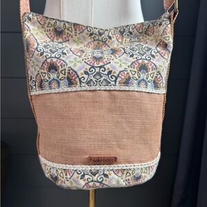 Sakroots Multicolor Canvas  Patterned Bucket Hobo Bag Purse Boho Hippie Casual